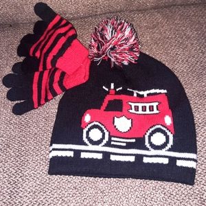 🤑NWOT Firefighter Lined Beanie With Gloves Size 4-7